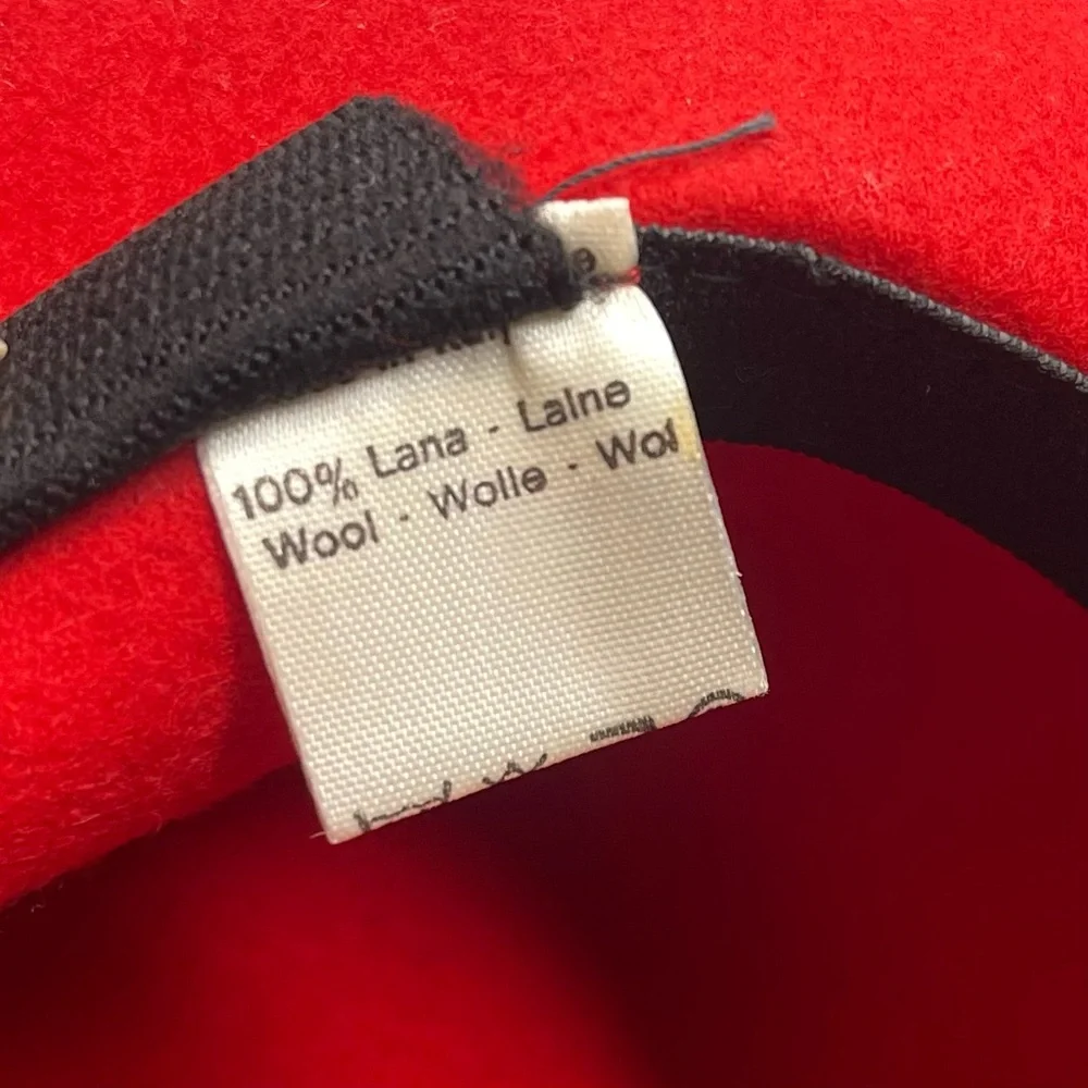 Vintage 100% Wool Red Fedora‎ Hat | Classic Wide Brim | Statement Winter Hat - Picture 7 of 8
